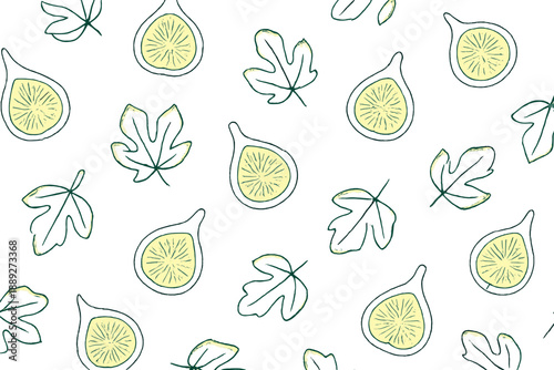 Colorful design with fig and leaf patterns on a white background suitable for various uses and themes