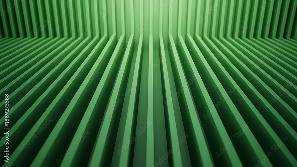 Obraz premium Green abstract lines create depth and dimension, forming a geometric pattern with perspective