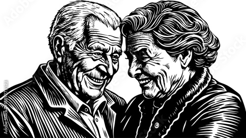 Very beautiful   close up lifestyle portrait of an elderly couple in their sixties holding hands and smiling gently, expressing lifelong companionship, warmth, and enduring love built through years of