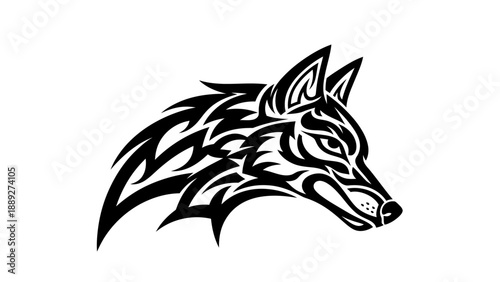 Wallpaper Mural Black and white wolf head illustration. Torontodigital.ca
