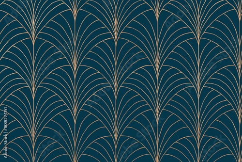 Decorative pattern with gold lines on dark blue background shown in a repeating design suitable for various uses