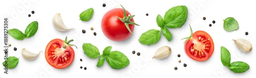Panel kuchenny z motywem Raw ingredients for cooking Italian pasta isolated white