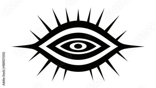 Stylized illustration of an eye with spikes.