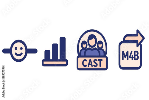 Icons showing different functions for a mobile application for tracking data and community support