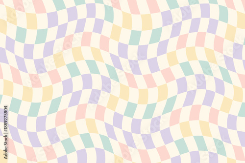 Colorful wavy pattern with pastel squares creating a smooth flow on a light background