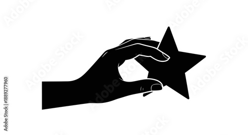 Human Hand Gently Holding a Shining Star, isolated white background