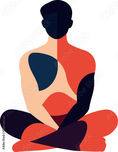 Abstract Faceless Human Figure Sitting in Minimalist Style