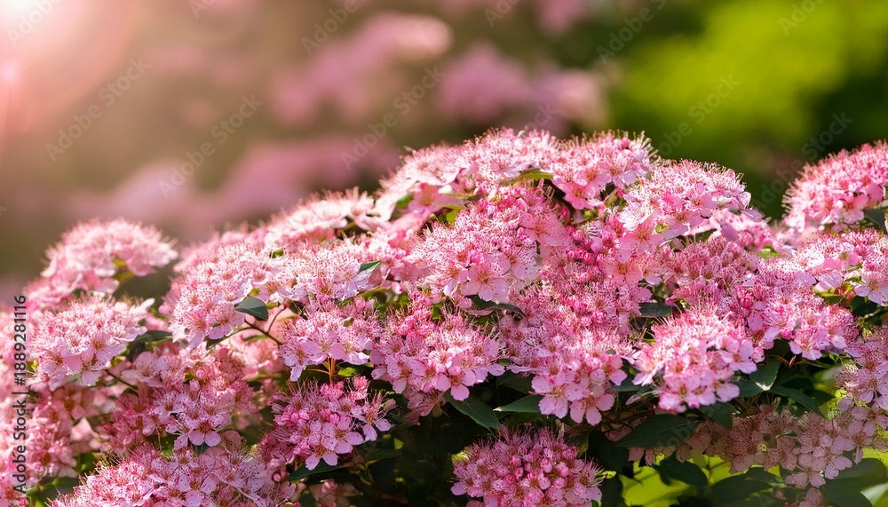 Obraz premium Pink Flower Bush Spiraea Japonica