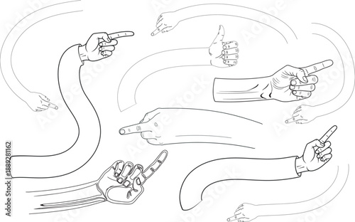 Silhouette of a mystical creature with multiple limbs and tails in a whimsical setting