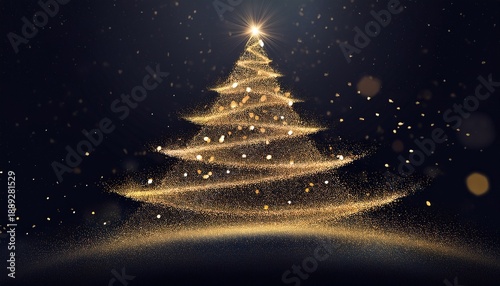 Abstract Christmas Tree Made With Particles Background Stock Illustration Generative Ai