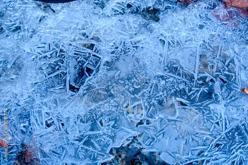 Valokuva Close-up of deep blue ice with scratches and texture