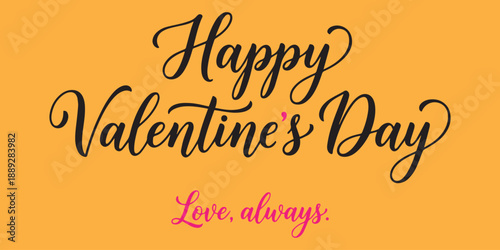 Happy Valentine Day Heart Typography in Romantic Vector Style.
