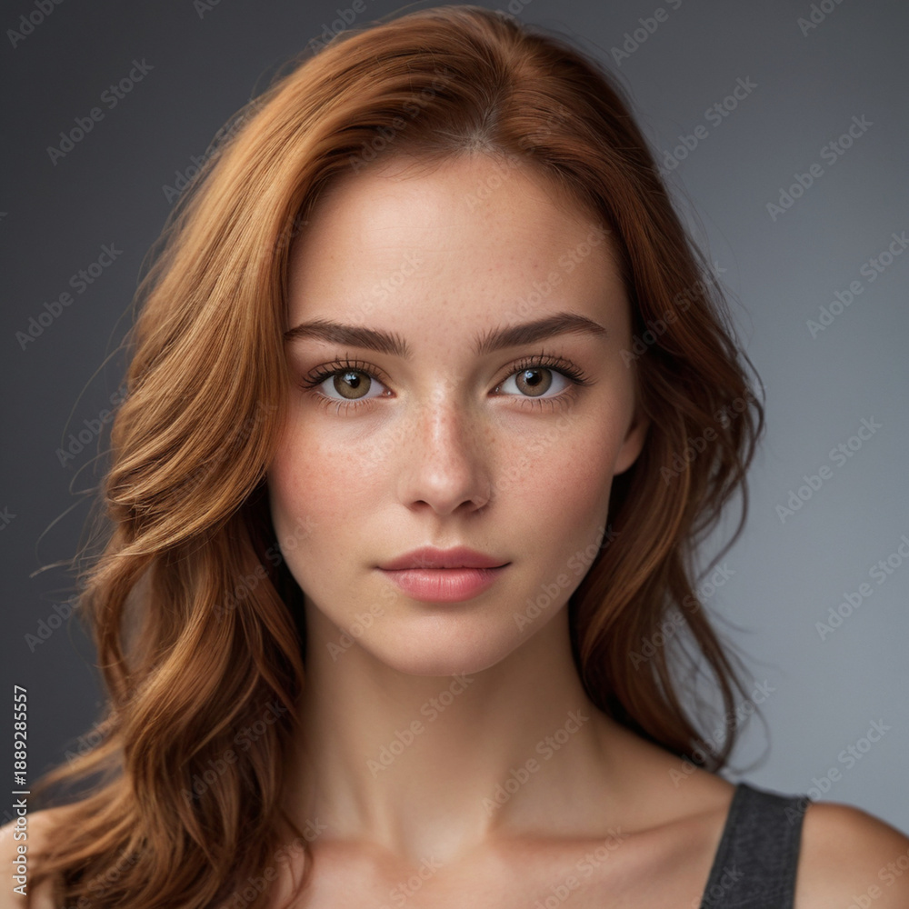 Naklejka premium woman, beauty, hair, face, eyes, person, model, brunette, people, fashion