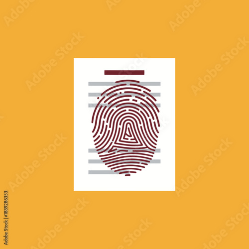 Illustration of a fingerprint on a document with lines of text.