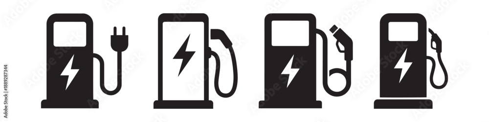 Fototapeta premium PrintElectric Vehicle Charging Station Icon Vector.