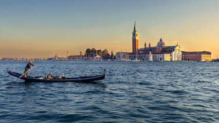 Wandcirkels Gondels San Giorgio Maggiore vanaf Canal Grande  © Tomas Drahos