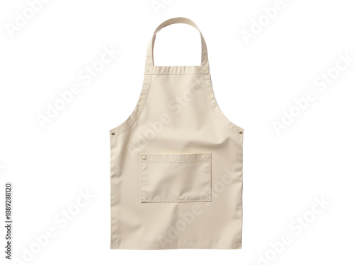 A simple apron with a pocket on a white background, perfect for use in cooking or crafting scenes