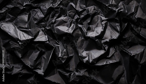 Black Color Crumpled Paper Texture