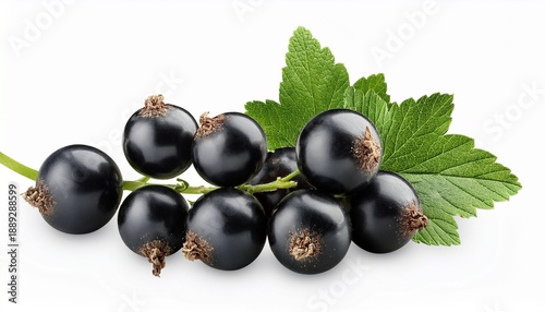 Black Currant Cluster With Stem Realistic Arrangement Isolated On Transparent Background
