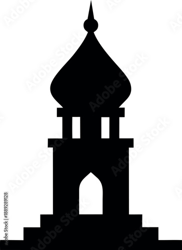 Islamic Minaret Silhouette with Onion Dome Design