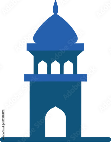 Blue Islamic Minaret Icon with Dome Windows