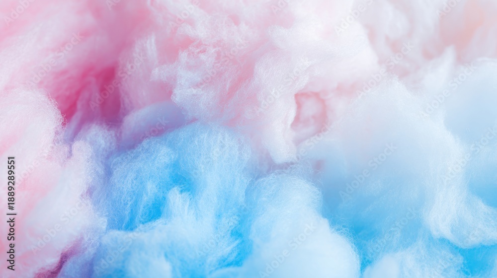 Fototapeta premium Colorful cotton candy in shades of pink and blue viewed up close