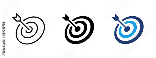 Target icon with arrow. Goal and objective symbol for business strategy and planning. Success, KPI and performance concept. Achievement, growth and direction sign for marketing and management