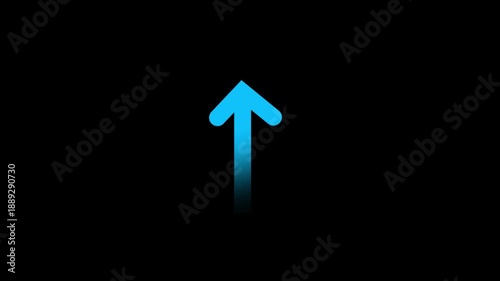 Glowing up side arrow icon animation on black background, right arrow animation. arrow on black and green background left to right direction animation element