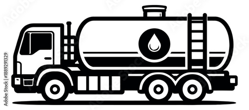 Simple line art illustration of an oil tanker truck depicting liquid transport for fuel delivery