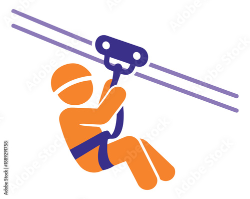 Stylized illustration of a person depicting ziplining for outdoor adventure
