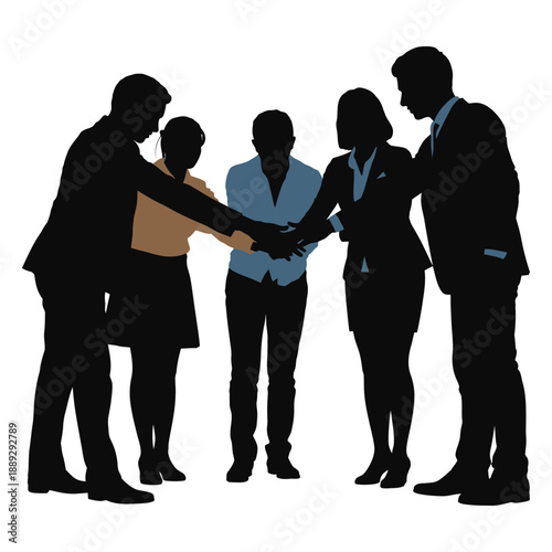 Business people silhouettes standing together vector illustration
