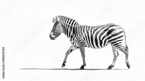 Striking Zebra Portrait - Majestic Stripes in Motion on White.