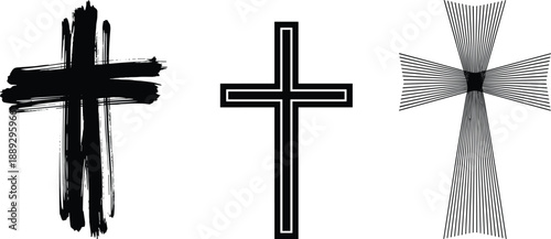 Black crosses on white background symbol religion