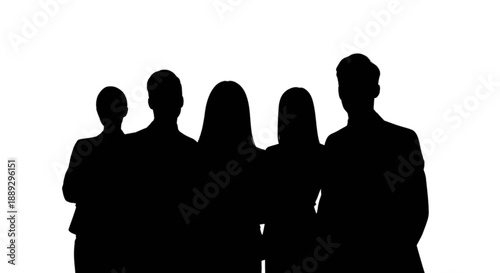 Silhouette of a group of people isolated on transparent background