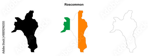 Fotografía Transparent Roscommon outline map set
