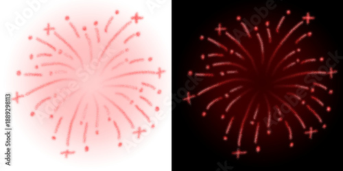 Red Fireworks Sparkler Burst Illustration for Celebration on Light and Dark Backgrounds