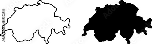 Switzerland country border map outline and silhouette vector graphic isolated image decal