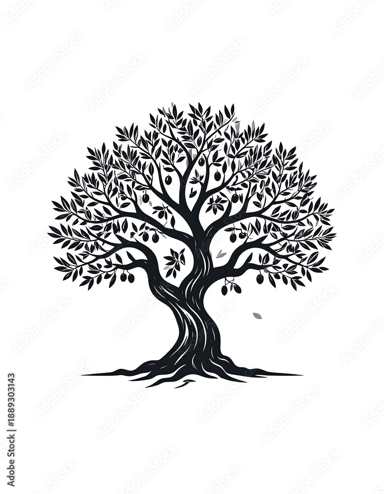 Obraz premium Olive Tree Silhouette - Symbol of Peace and Abundance.