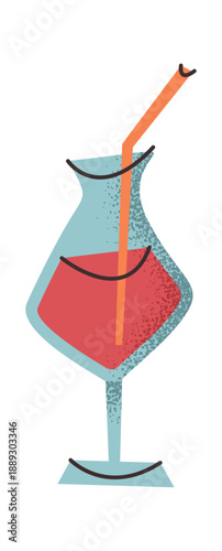 Cocktail glass girl aesthetic sticker