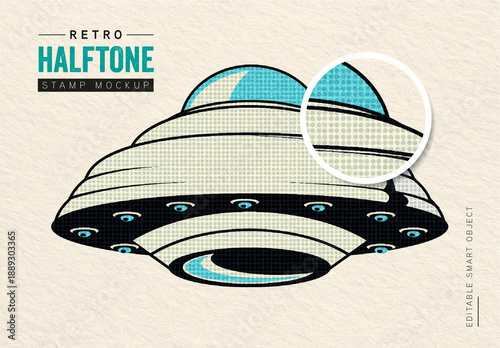 Beige Retro Halftone Stamp Mockup