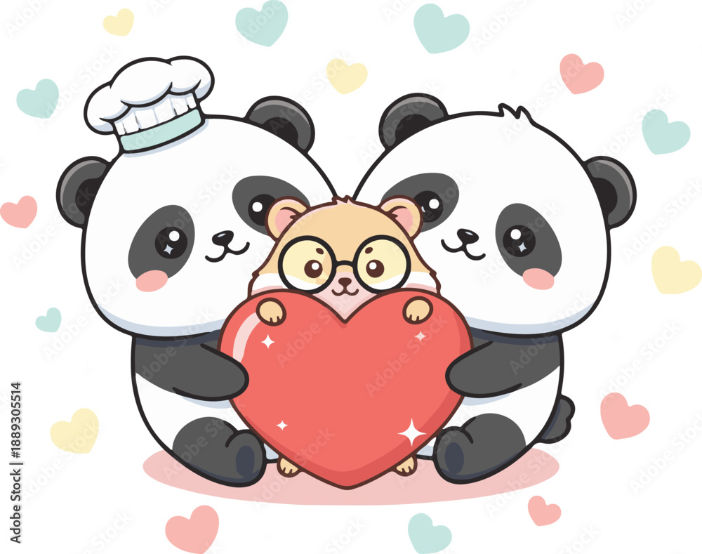 Naklejka premium Cute koala mascot clinging to a heart shaped tree branch