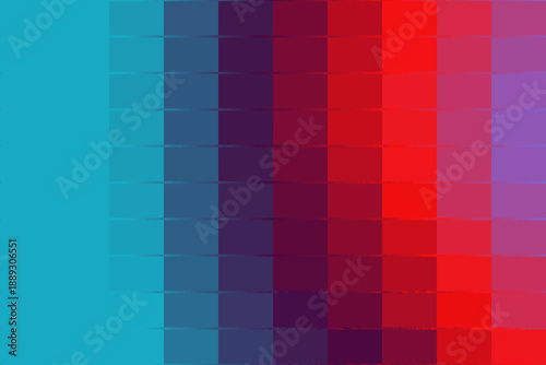 Illustration of vibrant color gradient pattern with squares in shades of blue, purple, red, and pink hues