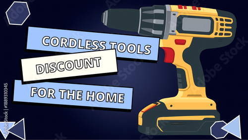 drill, first screen for the website, cordless tools, background for the presentation
