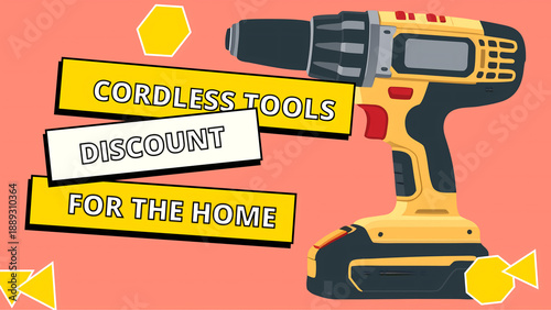 drill, first screen for the website, cordless tools, background for the presentation