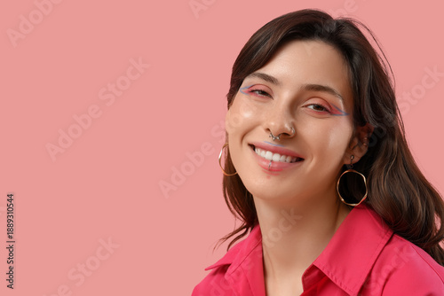 Happy young woman with face...