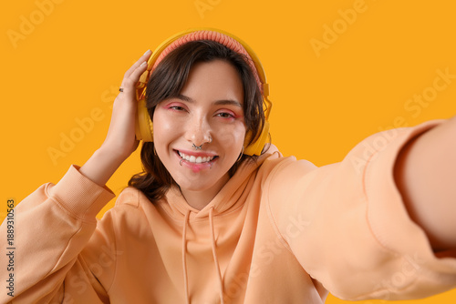 Happy young woman with face...