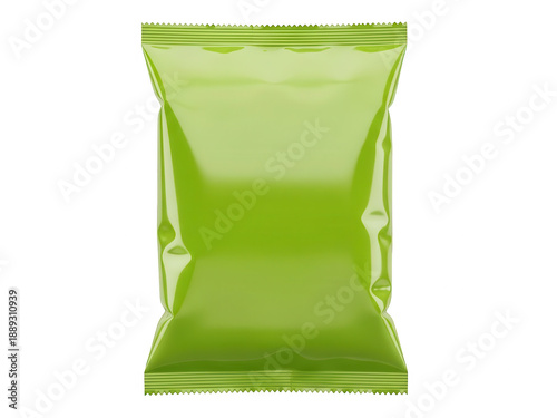 Green snack pouch isolated on transparent background