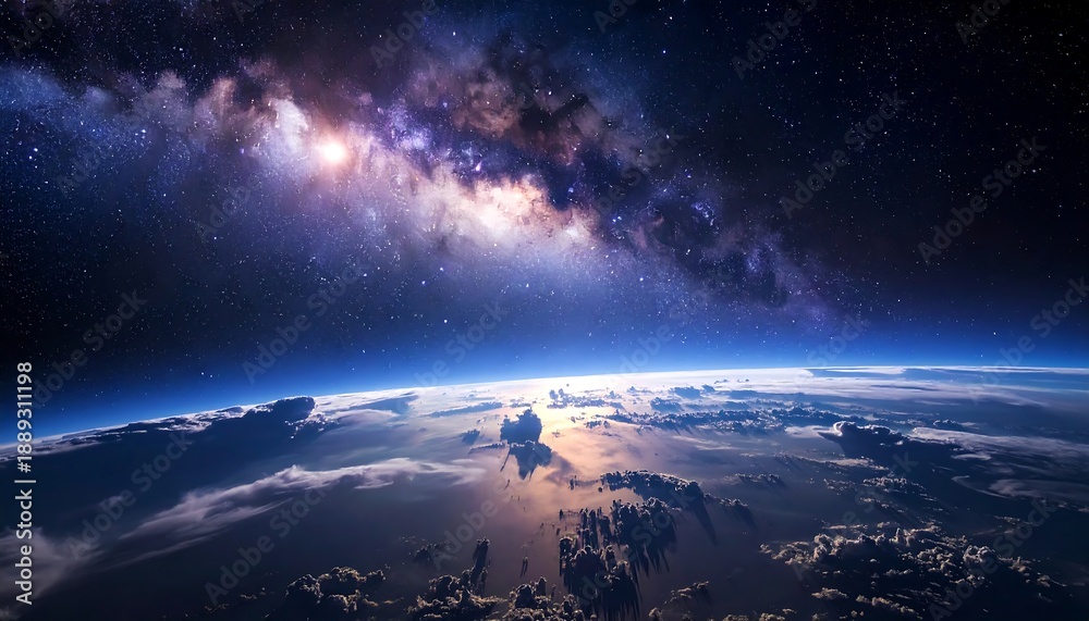 Earths Horizon - A Cosmic Perspective of Our Planet and Galaxy.