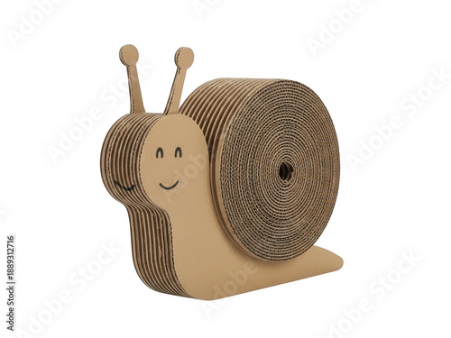Cute cardboard snail isolated on transparent background