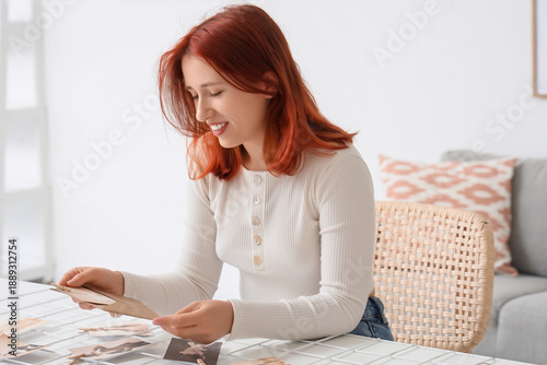 Woman making family tree at...